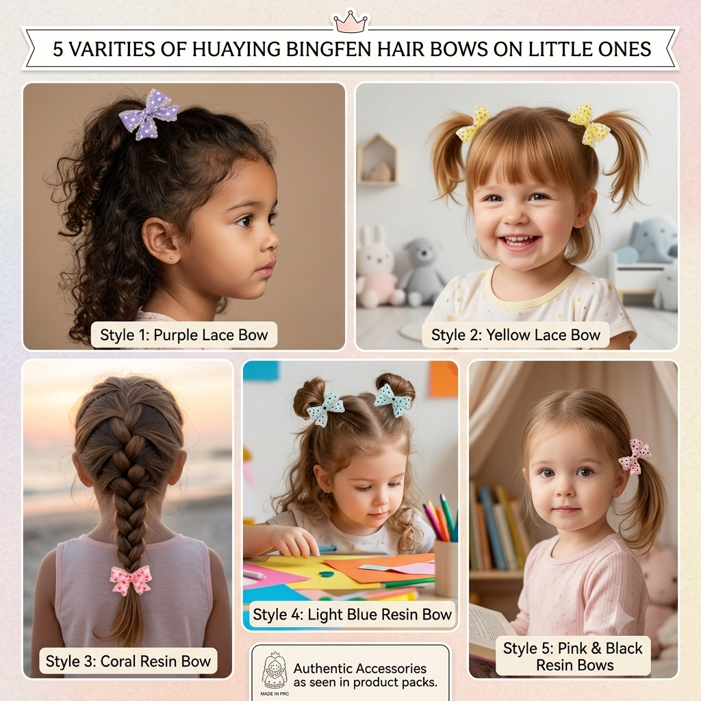 Sparkling Polka Dot Bow Hair Ties for Little Girls (2×5 pieces)