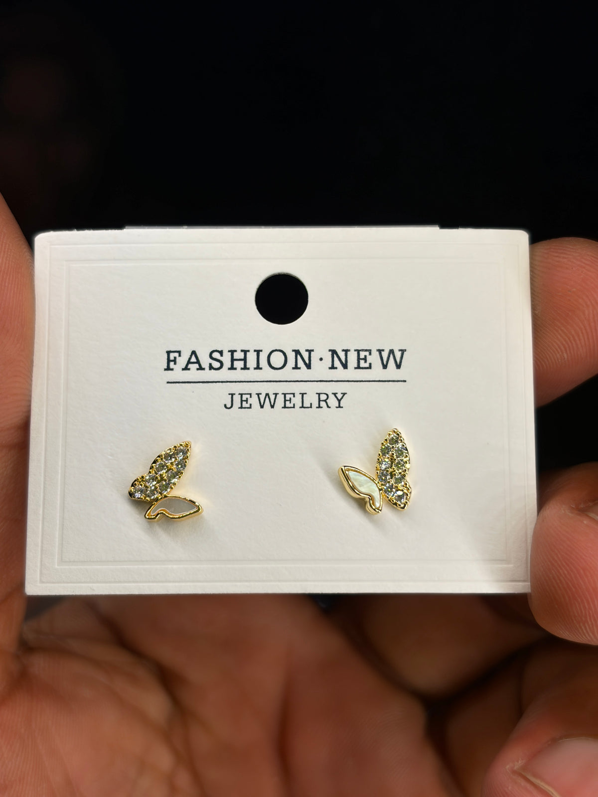 Gold Butterfly Crystal Stud
