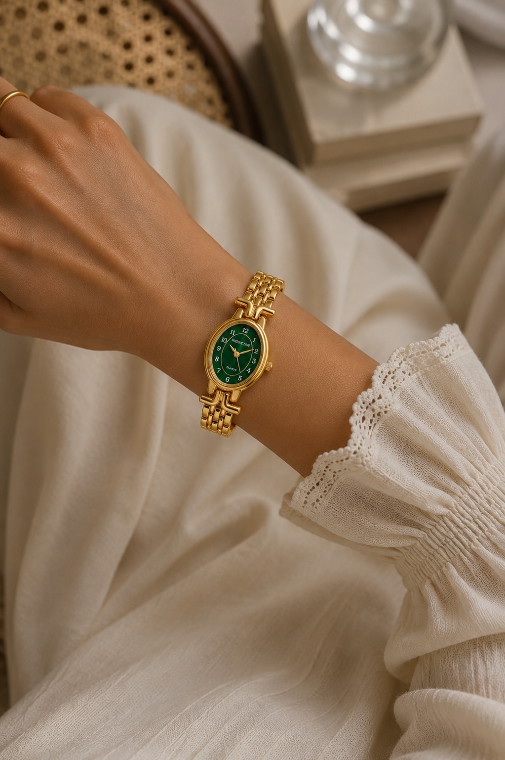 Elegant Gold-Tone Oval Women's Watch