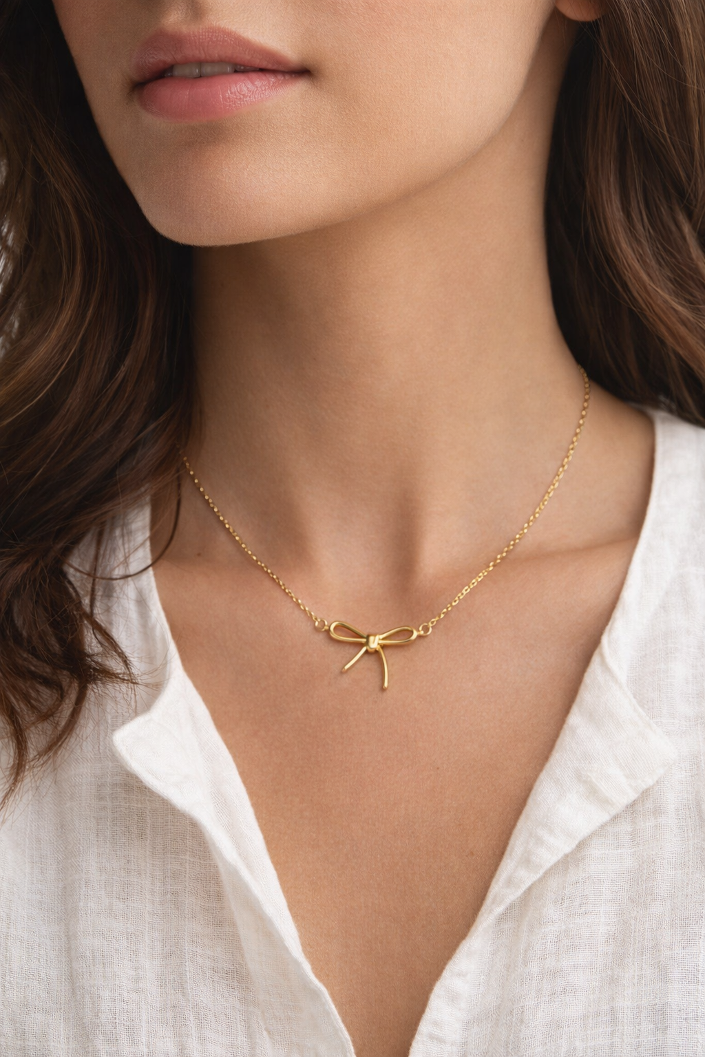 🧚Elegant Bow Pendant Necklace – Anti-Tarnish Gold Finish