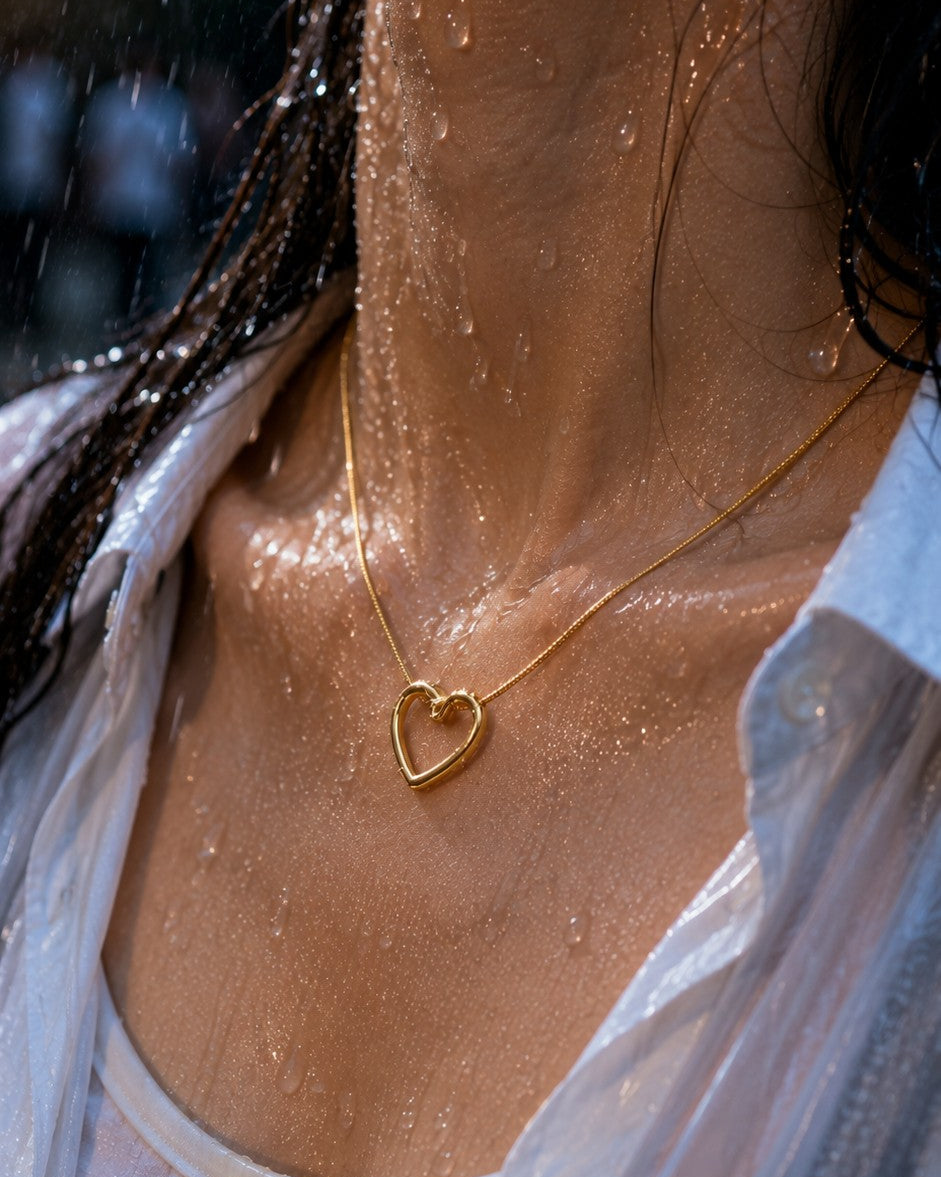 💛Golden Open Heart Snake Chain Necklace