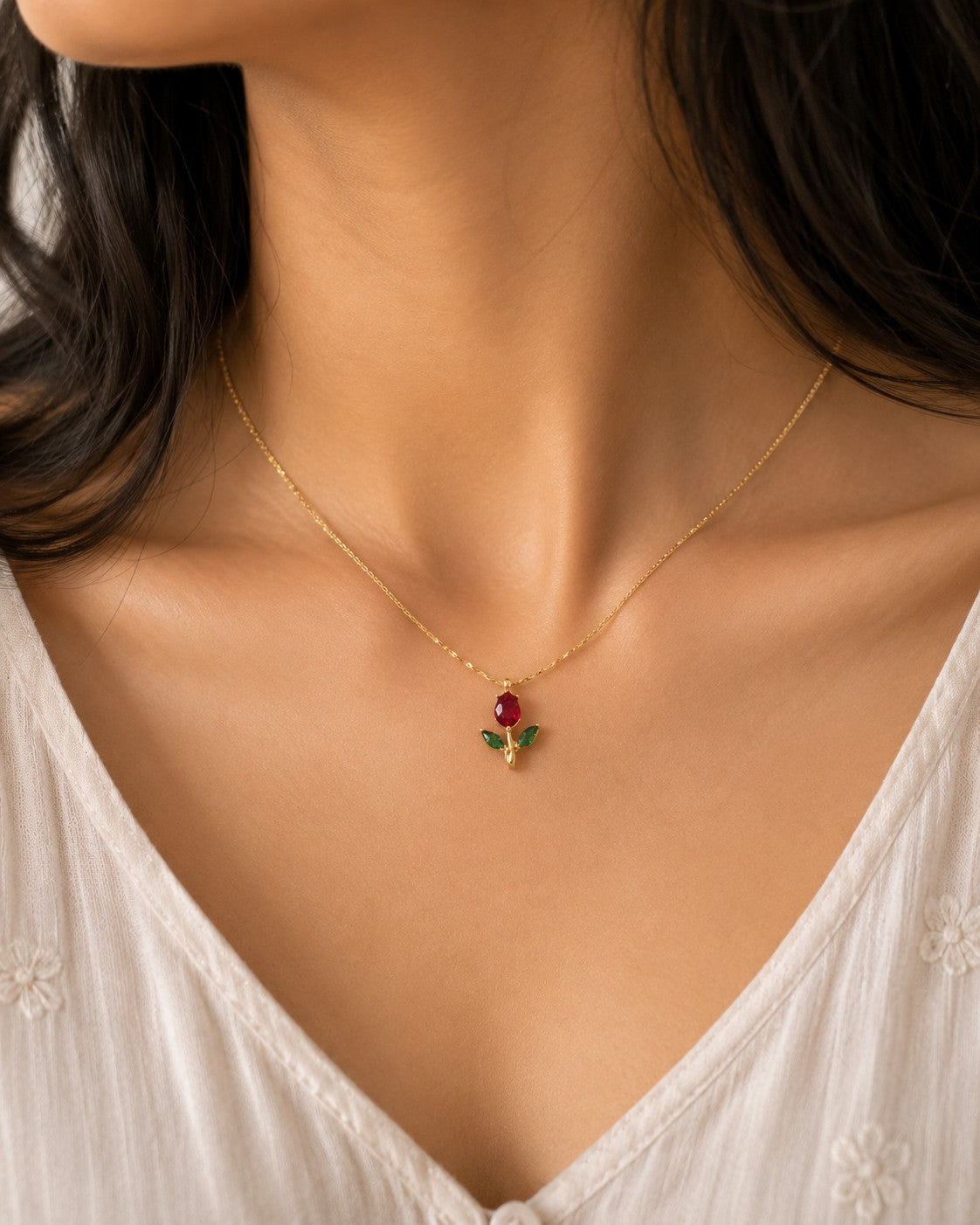 Rose Bloom Pendant Necklace