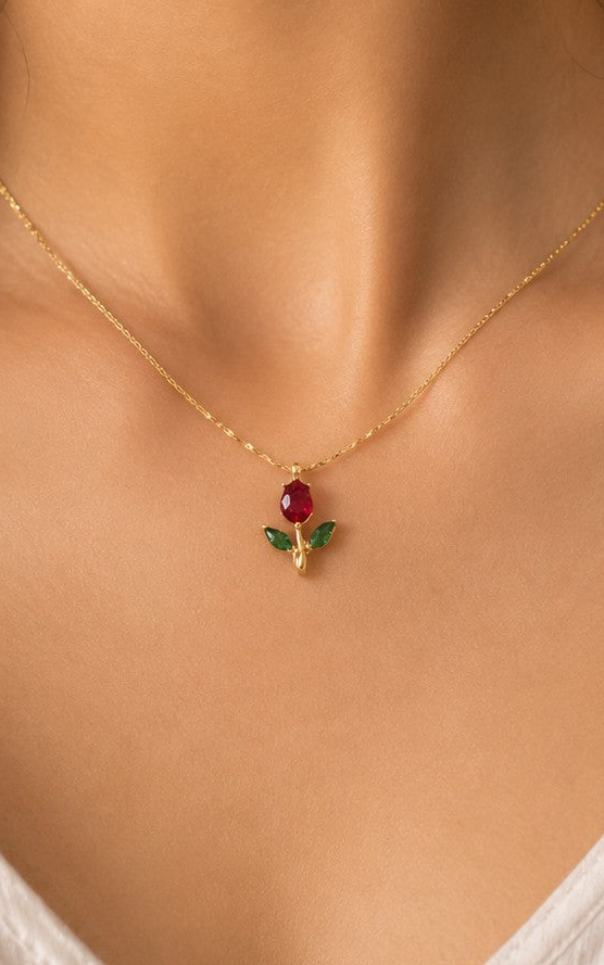 Rose Bloom Pendant Necklace