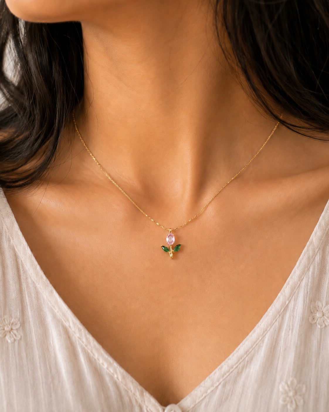 Rose Bloom Pendant Necklace