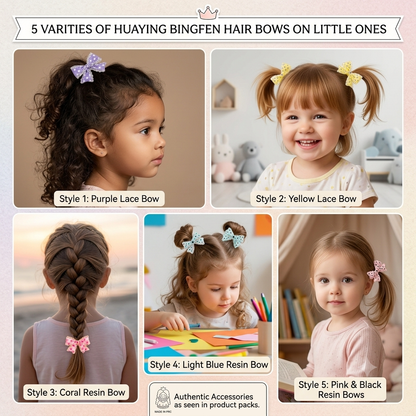 Sparkling Polka Dot Bow Hair Ties for Little Girls (2×5 pieces)