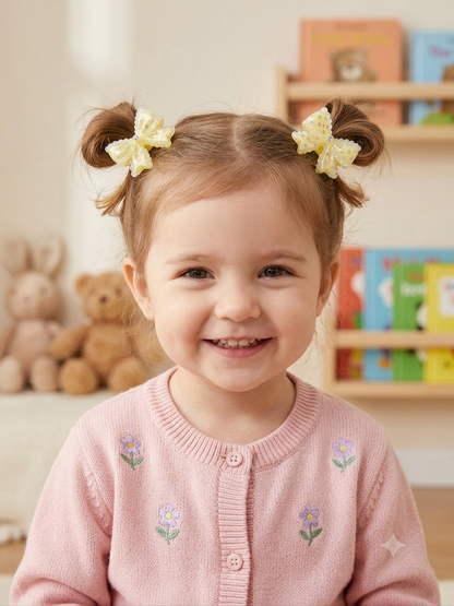 Sparkling Polka Dot Bow Hair Ties for Little Girls (2×5 pieces)