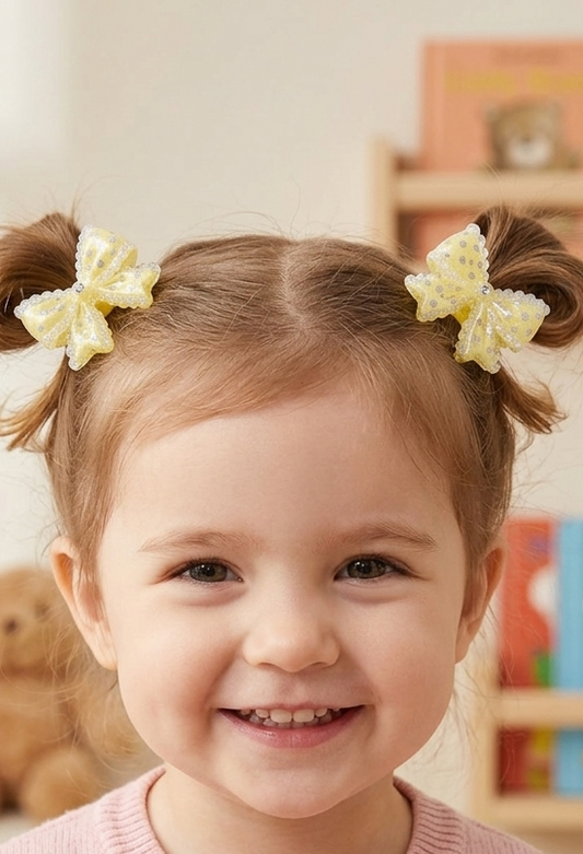 Sparkling Polka Dot Bow Hair Ties for Little Girls (2×5 pieces)
