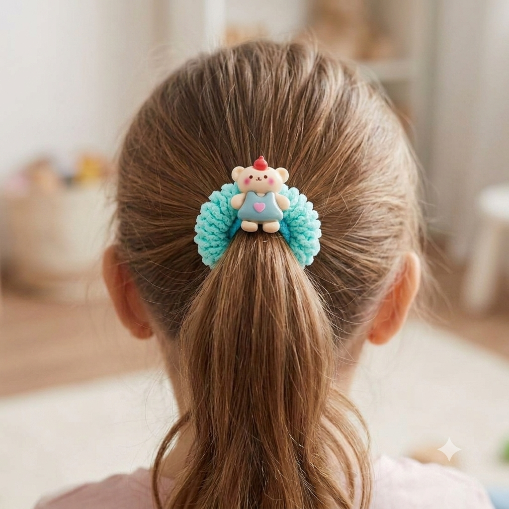Adorable Pastel Hair Tie Sets with Cute Animal Charms (2×5 pieces)