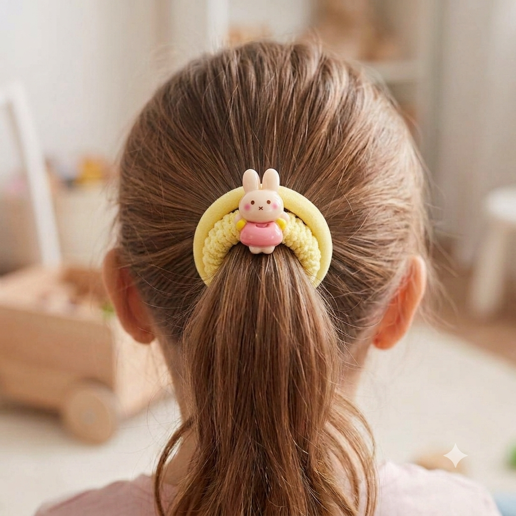 Adorable Pastel Hair Tie Sets with Cute Animal Charms (2×5 pieces)