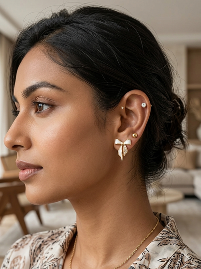 3-Pair Elegant Bow &amp; Stud Earring Set
