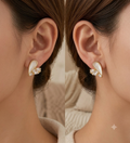 Asymmetric Pearl &amp; Crystal Heart Stud Earrings
