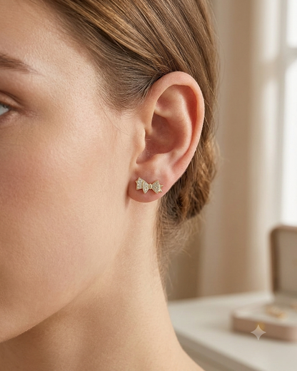 Sparkle &amp; Bow Stud Earrings