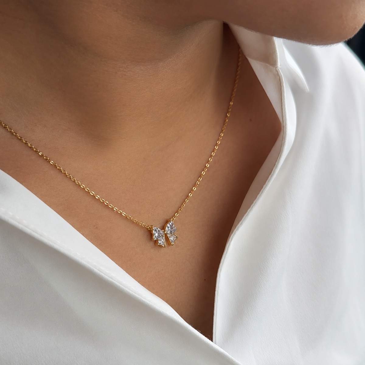 Butterfly Crystal Pendant Necklace
