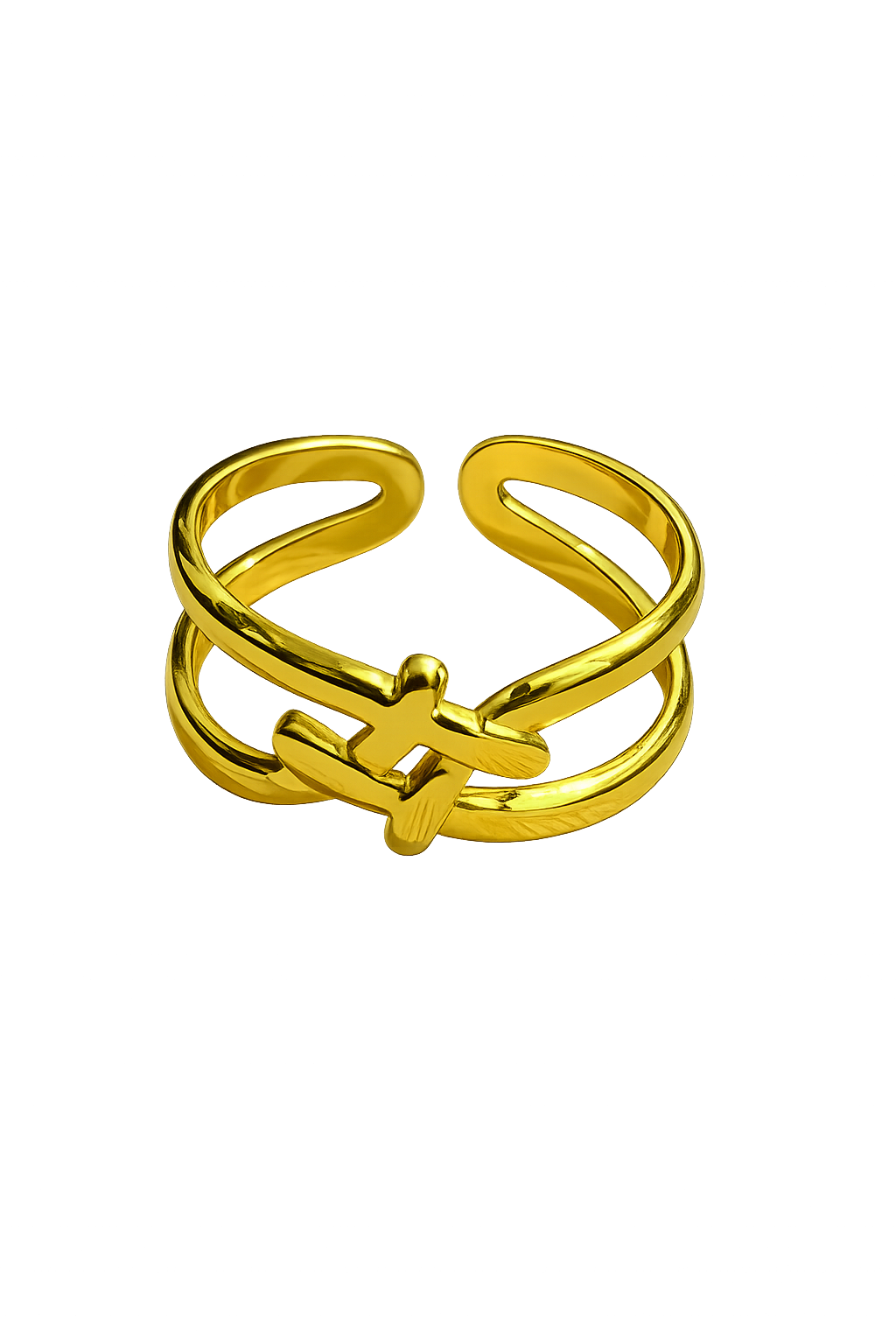 Golden Cross Adjustable Ring