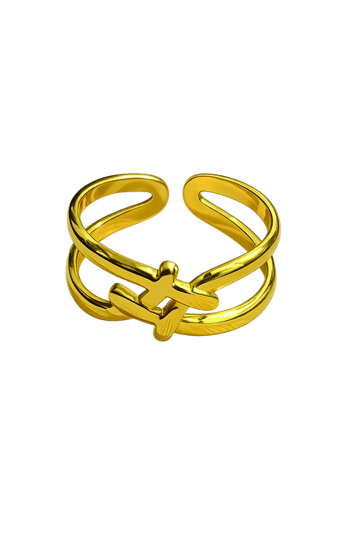 Golden Cross Adjustable Ring