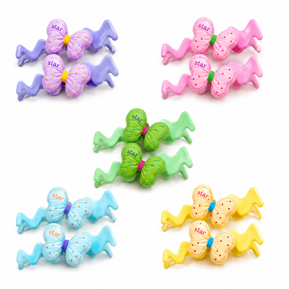 Pastel Butterfly Zigzag Hair Clips Set (2×5 pieces)