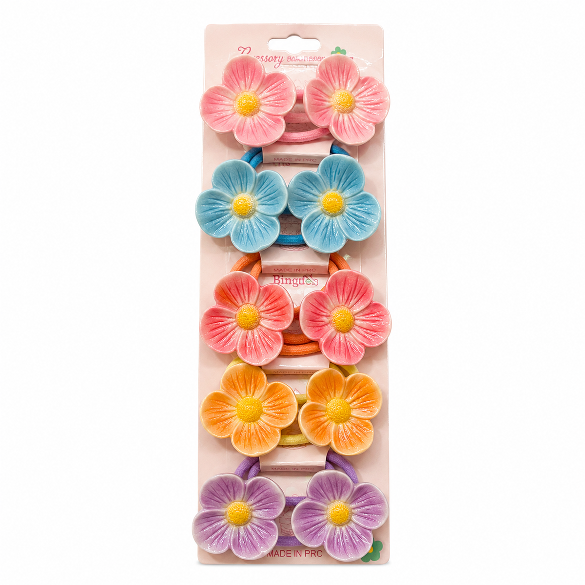Flower Hair Accessory Set – Colorful Floral Ponytail Hair Ties (5 Pieces)
