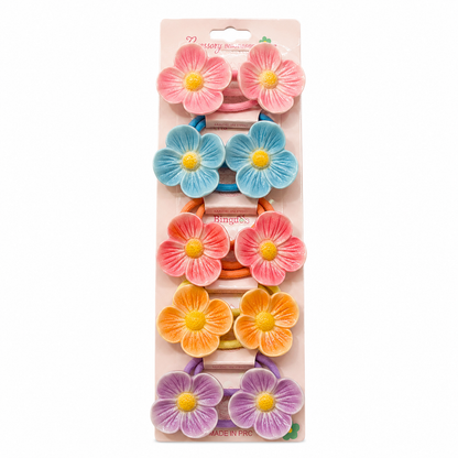 Flower Hair Accessory Set – Colorful Floral Ponytail Hair Ties (5 Pieces)