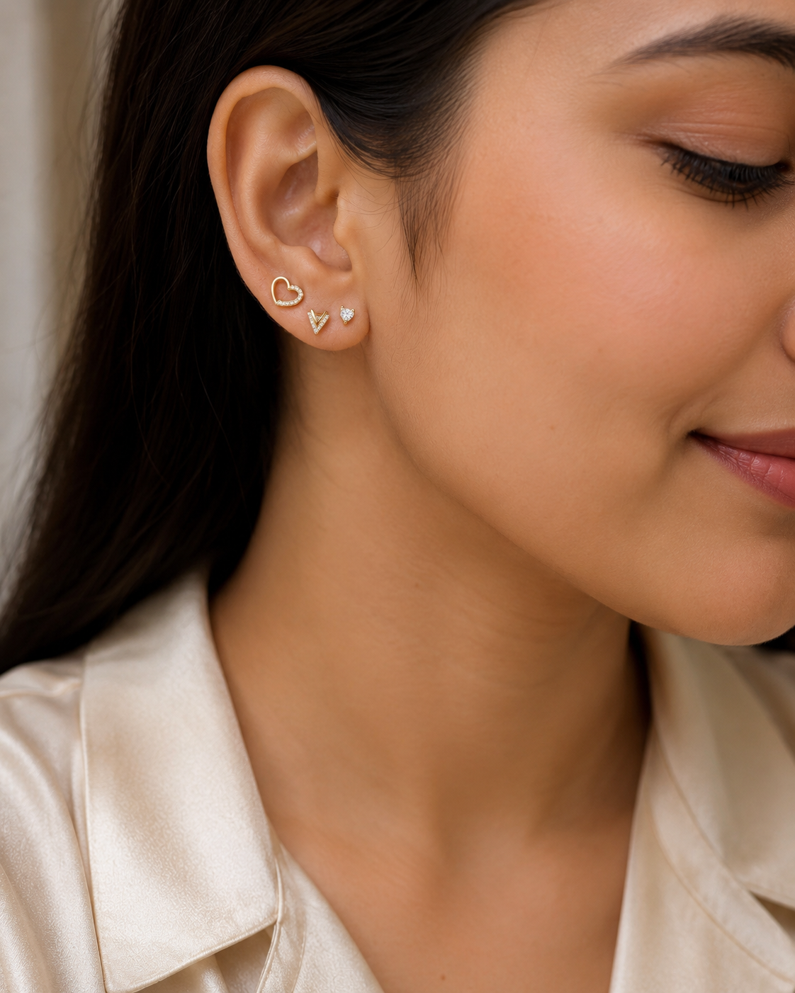 3-Pair Gold-Tone Stud Earrings Set