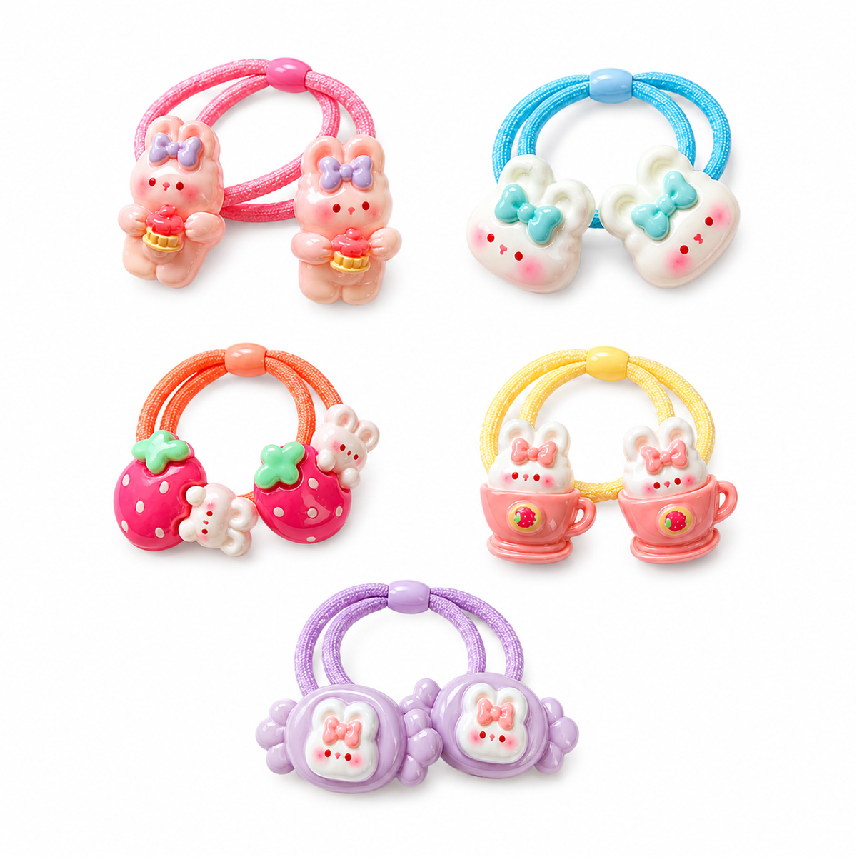 Kawaii Bunny Hair Tie Collection (2×5 pieces)