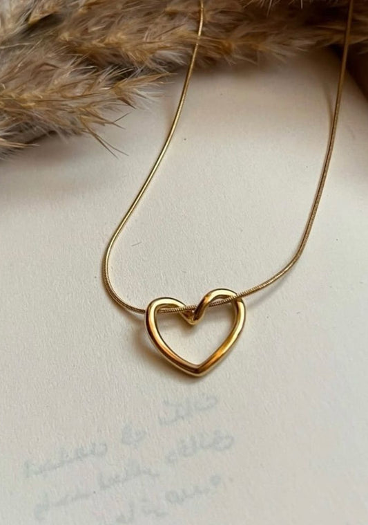 💛Golden Open Heart Snake Chain Necklace