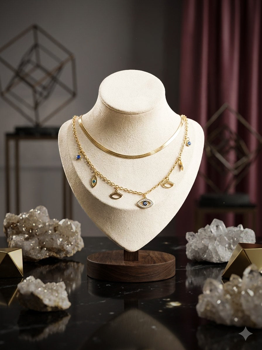 Eye Layered Gold Necklace