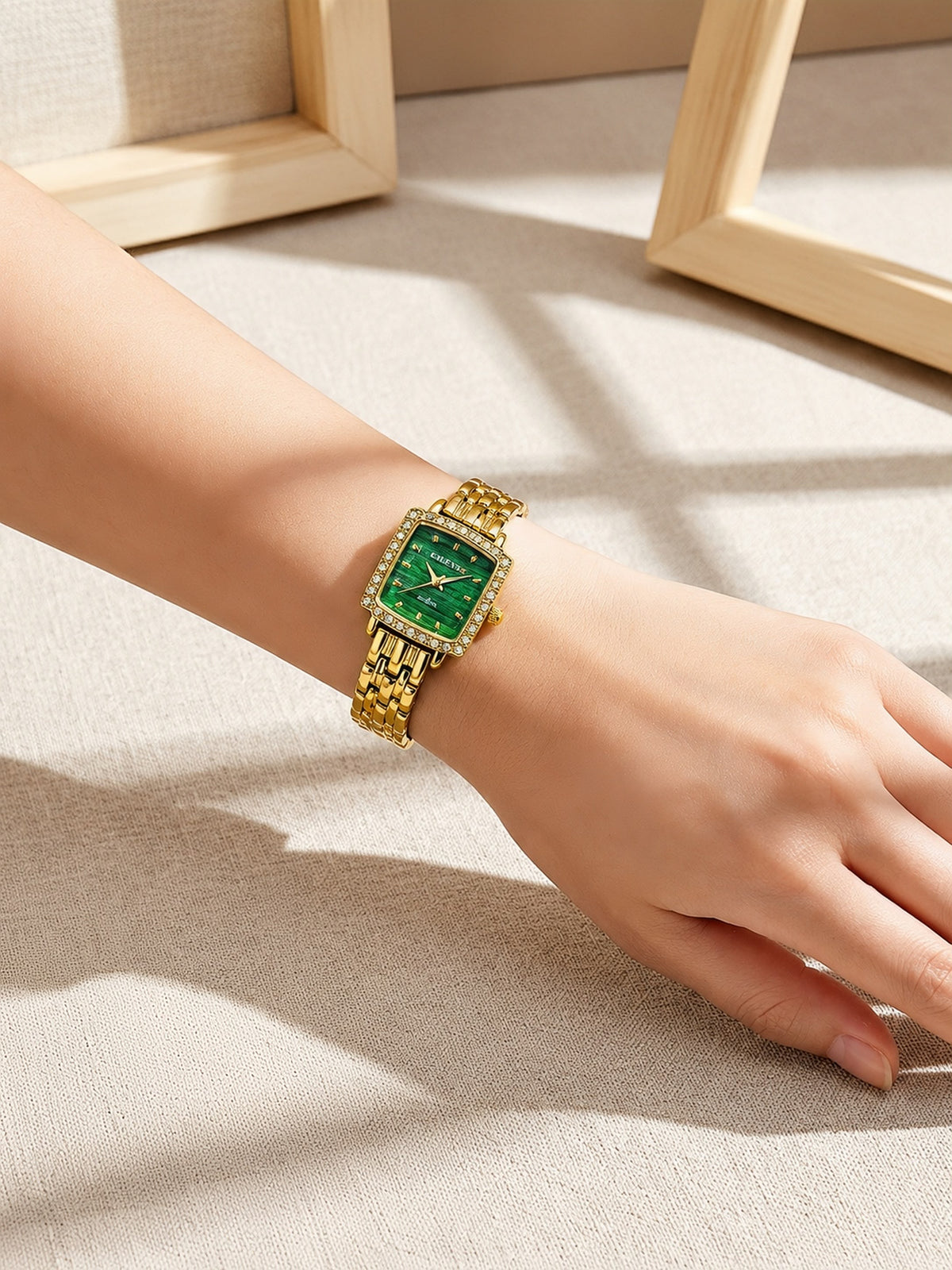 Gold-Tone Square Dial Women's Watch