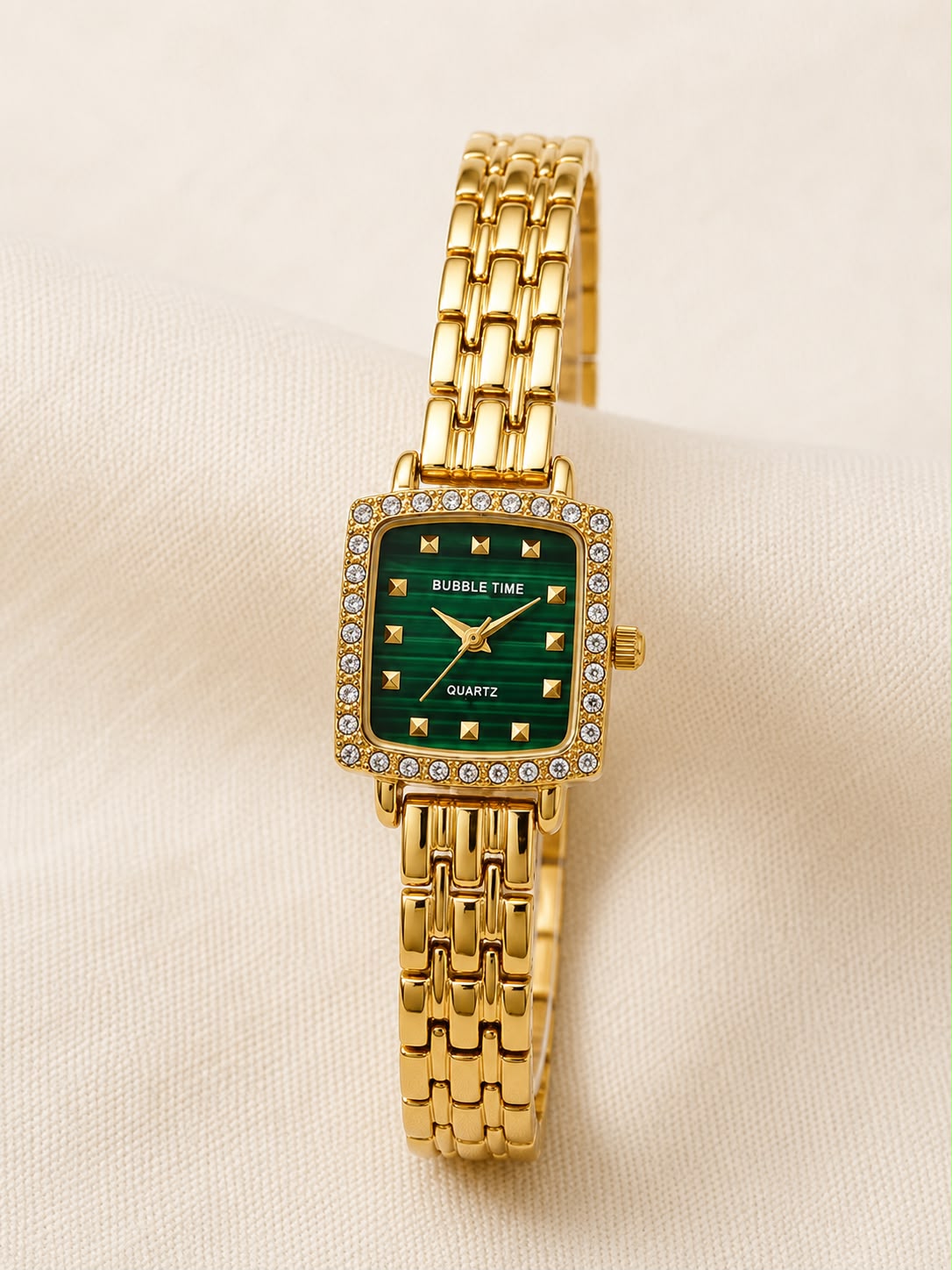 Gold-Tone Square Dial Women's Watch