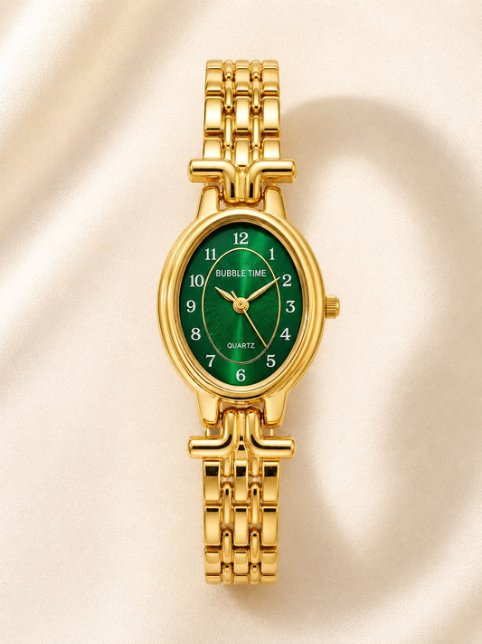 Elegant Gold-Tone Oval Women's Watch