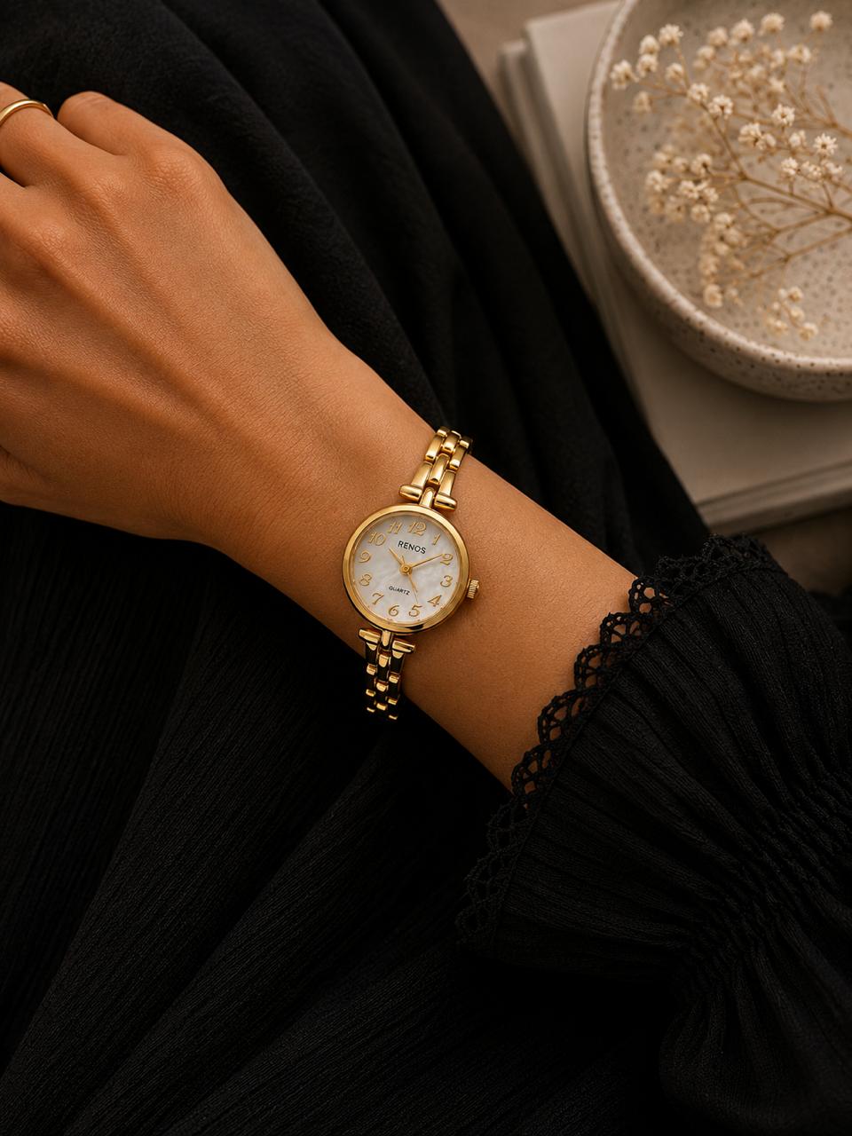 RENOS Gold-Tone Quartz Bracelet Watch