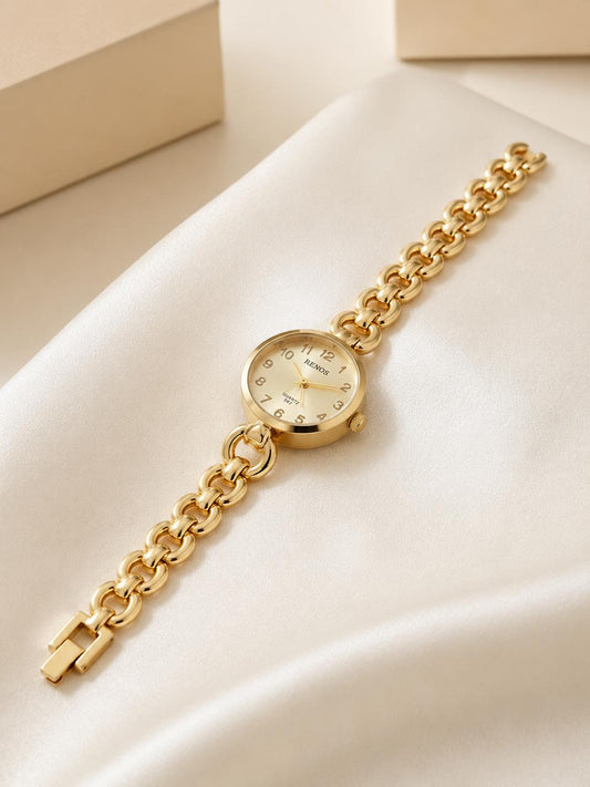 RENOS Gold-Tone Chain Bracelet Watch