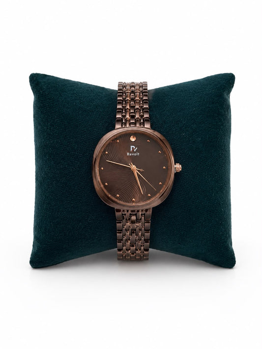 Revolt Women's Rose Gold Mesh Watch