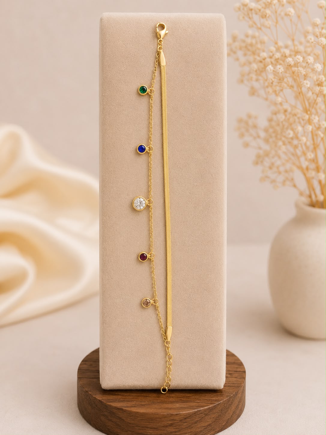 Multicolor Charm Gold Bracelet