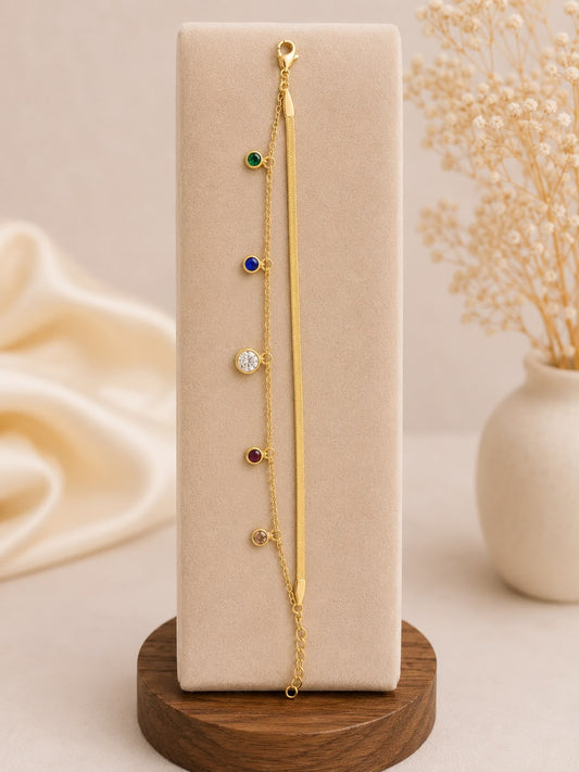 Multicolor Charm Gold Bracelet