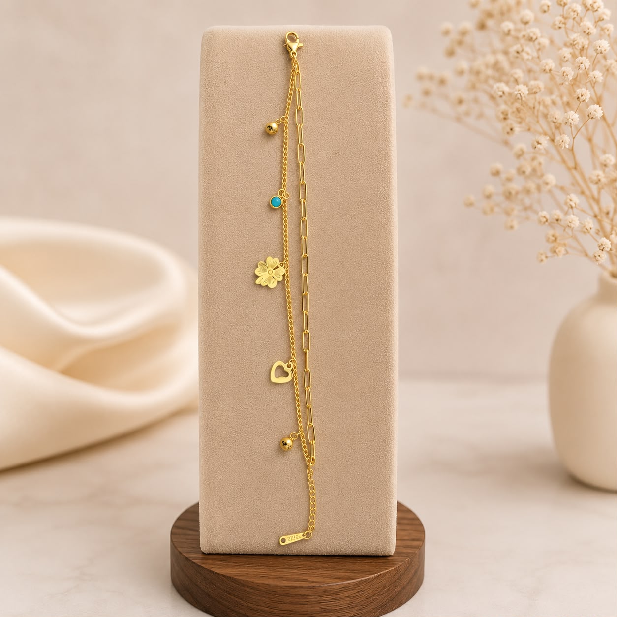 Gold Charm Layered Bracelet