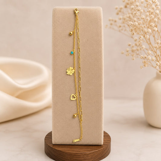 Gold Charm Layered Bracelet