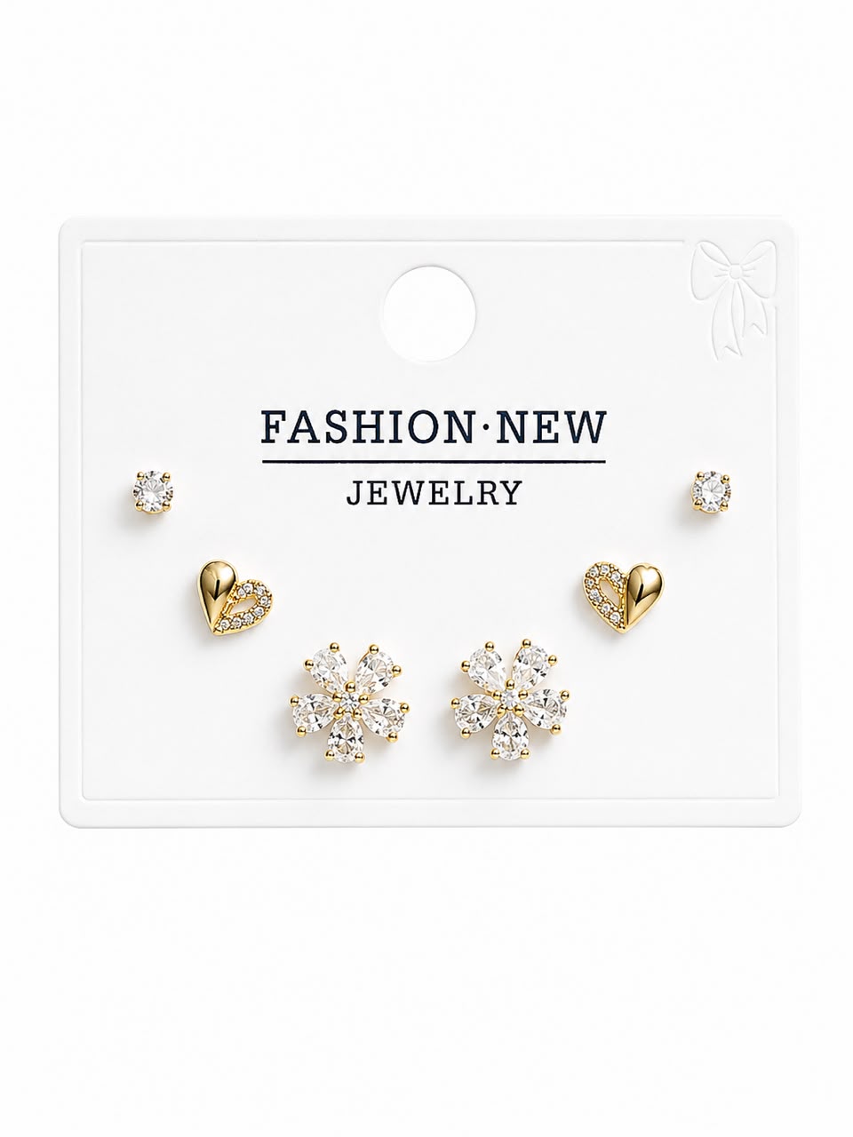 3-Pair Gold &amp; Crystal Earring Set