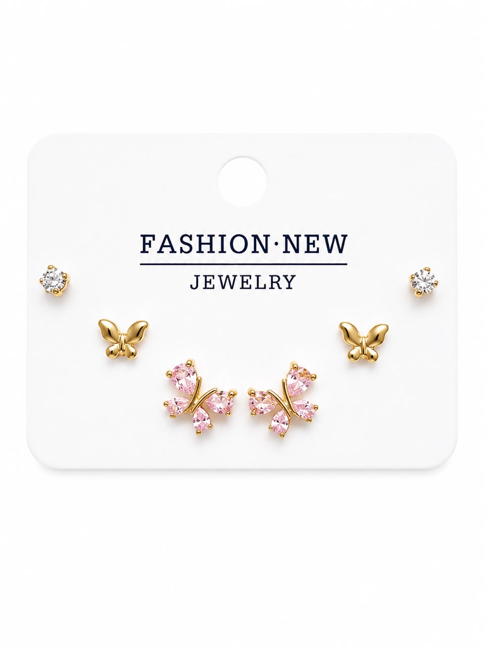 Sparkling Butterfly &amp; Stud Earring Set (3-Pair Set)