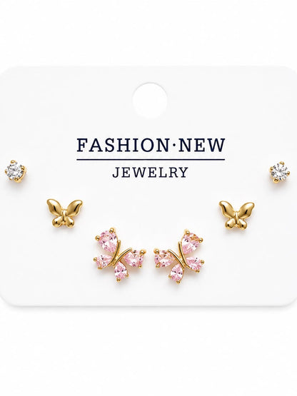 Sparkling Butterfly &amp; Stud Earring Set (3-Pair Set)