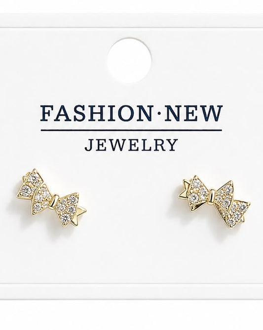 Sparkle &amp; Bow Stud Earrings