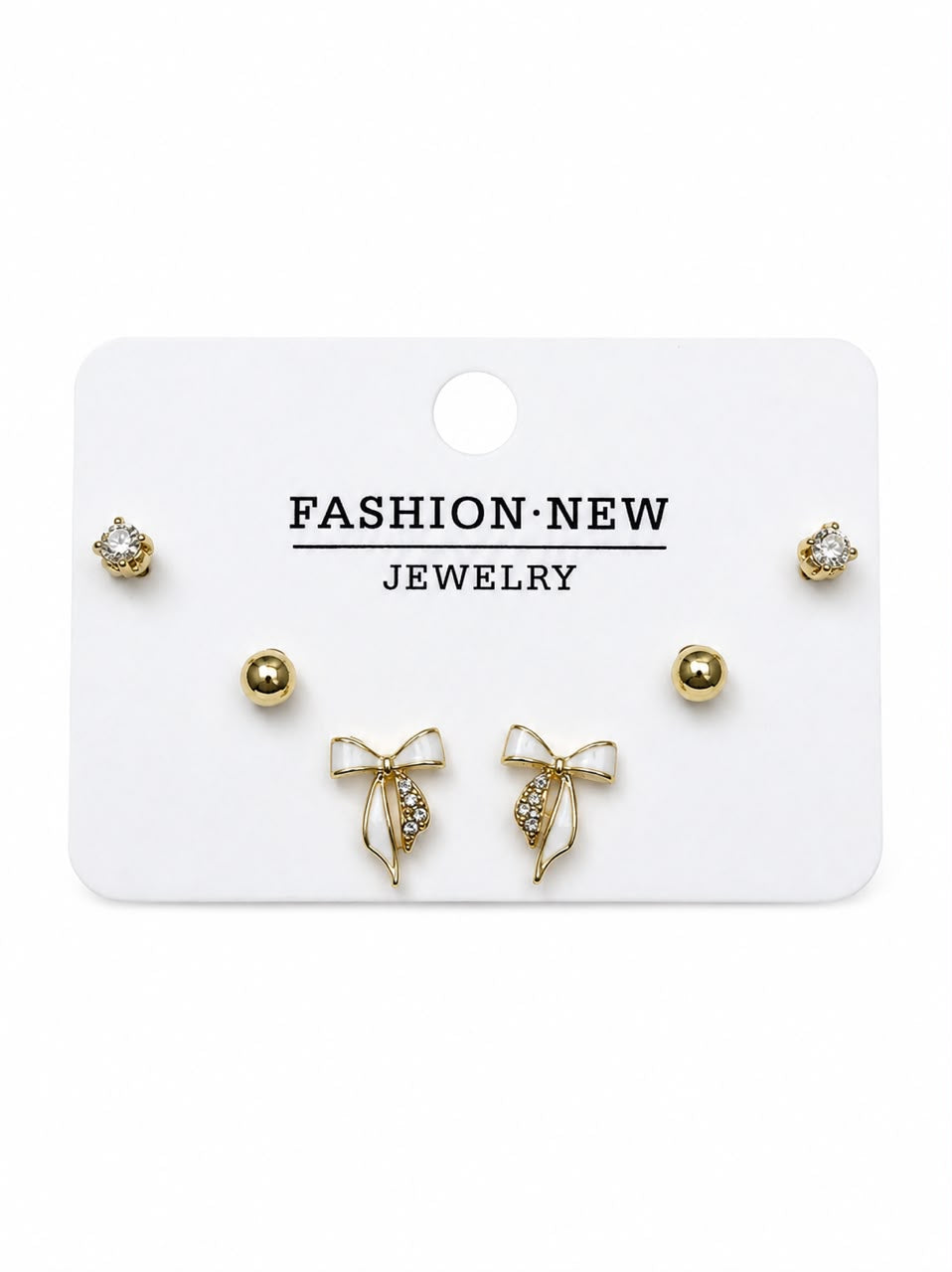 3-Pair Elegant Bow &amp; Stud Earring Set