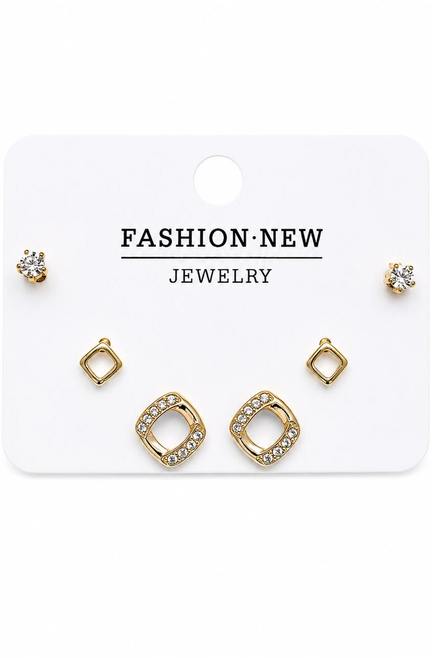 Elegance Multi-Piercing Gold Earring Set