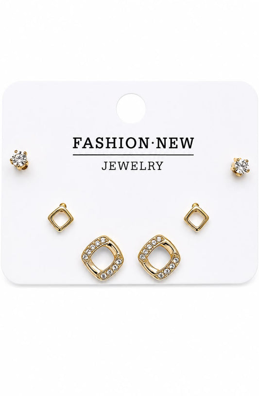 Elegance Multi-Piercing Gold Earring Set