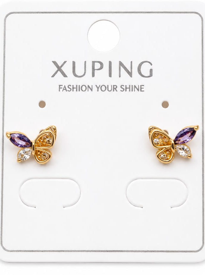 Elegant Butterfly CZ Stud Earrings