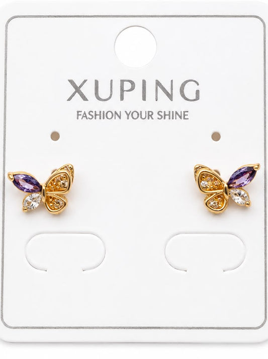 Elegant Butterfly CZ Stud Earrings