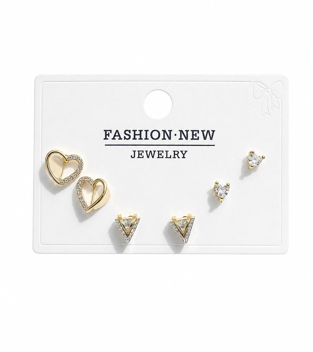 3-Pair Gold-Tone Stud Earrings Set