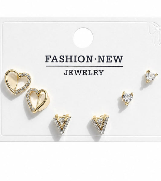3-Pair Gold-Tone Stud Earrings Set