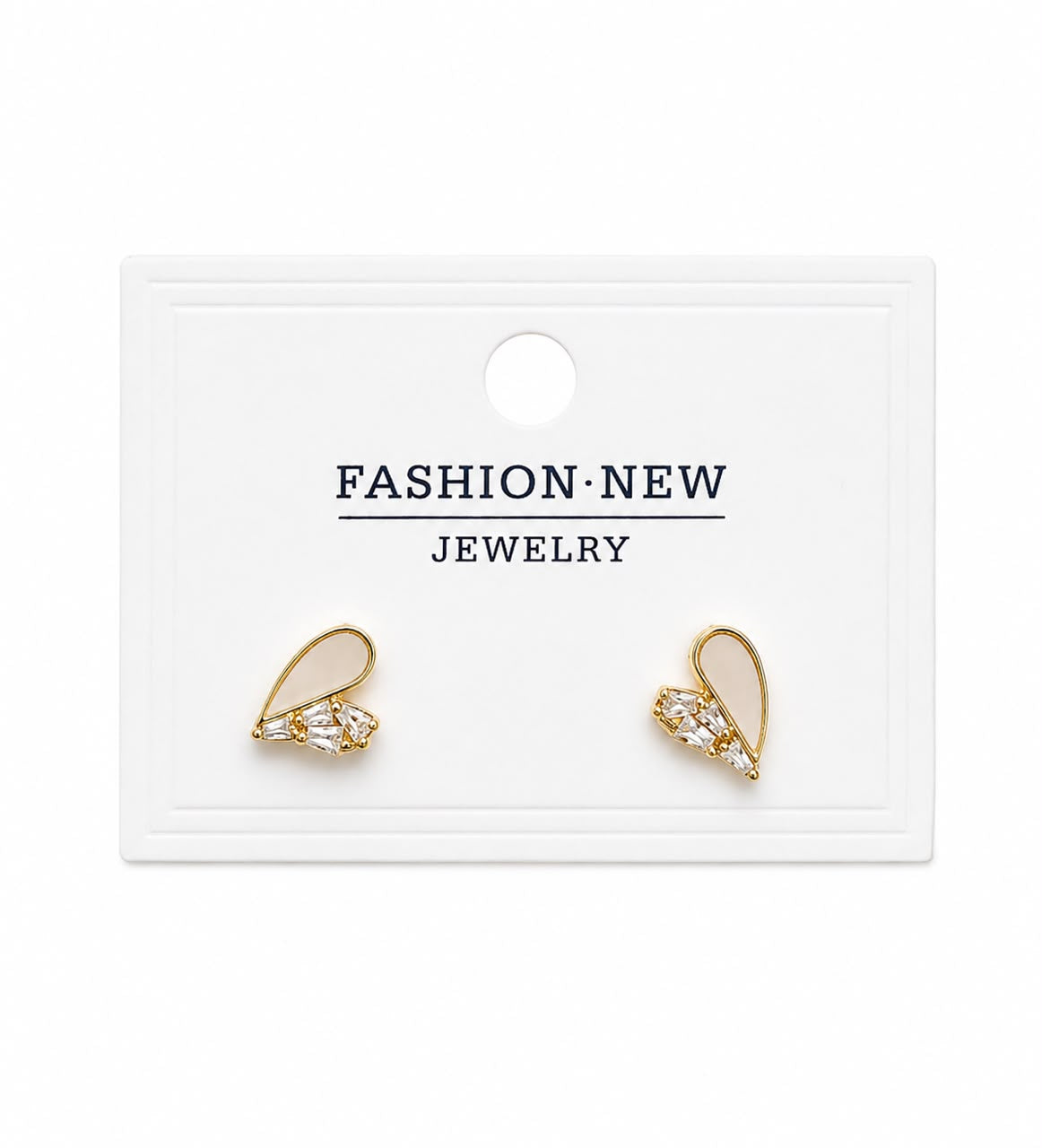 Asymmetric Pearl &amp; Crystal Heart Stud Earrings