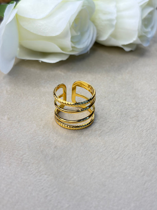 Multi-Layer Gold Finish Adjustable Ring
