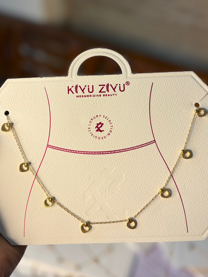 Heart Charms Gold Hip Chain (Kamarbandh)